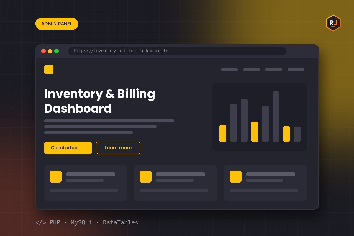Inventory & Billing Dashboard — Admin Panel by RJ Coder